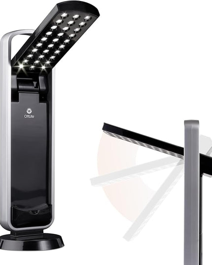 OttLite Portable LED Task Lamp, Black - Lightweight LED Desk Lamp with Carrying Handle, Long-Lasting & Energy-Efficient Natural Daylight LEDs for Home Office & Desk - Automatic On/Off Operation - LeafyLoom