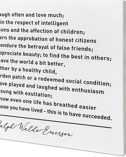 Home Office Desk Wooden Box Sign Decor, To Laugh Often and Much, Inspirational Book Quotes Desk Decor Motivational Literary Desk Decorations for Women Men Student Office Classroom School - LeafyLoom