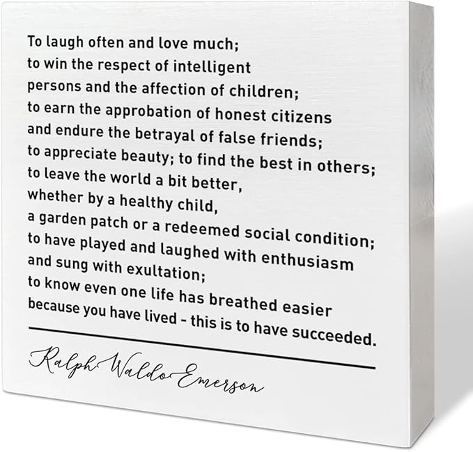 Home Office Desk Wooden Box Sign Decor, To Laugh Often and Much, Inspirational Book Quotes Desk Decor Motivational Literary Desk Decorations for Women Men Student Office Classroom School - LeafyLoom