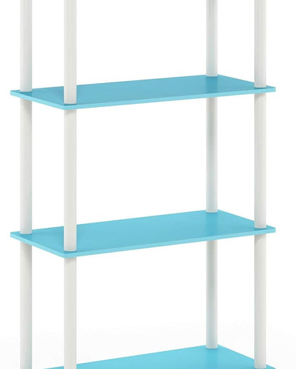 Furinno Turn-N-Tube 4-Tier Multipurpose Shelf Display Rack, Round Tubes, Light Blue/White - LeafyLoom
