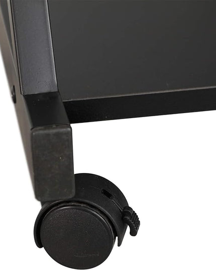 sogesfurniture Small Computer Desk on Wheels, Mobile Computer Desk Small Rolling Work Workstation with Printer Shelf and Keyboard Space Computer Workstation for Home and Office,Black - LeafyLoom