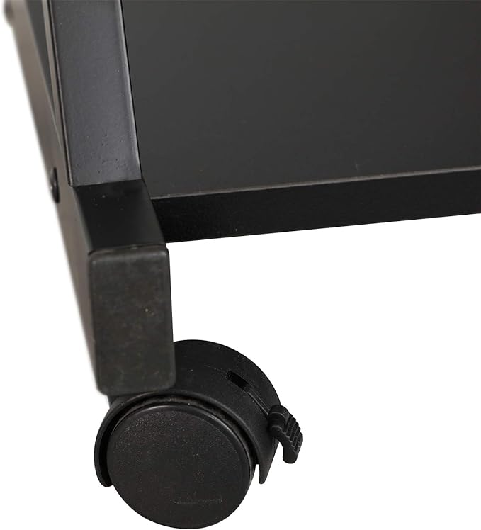 sogesfurniture Small Computer Desk on Wheels, Mobile Computer Desk Small Rolling Work Workstation with Printer Shelf and Keyboard Space Computer Workstation for Home and Office,Black - LeafyLoom
