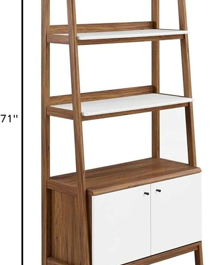 Modway Bixby Display Case, 33" Bookshelf, Walnut White - LeafyLoom