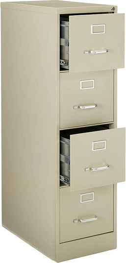 Lorell 4-Drawer Vertical File with Lock, 15 by 25 by 52-Inch, Putty - LeafyLoom