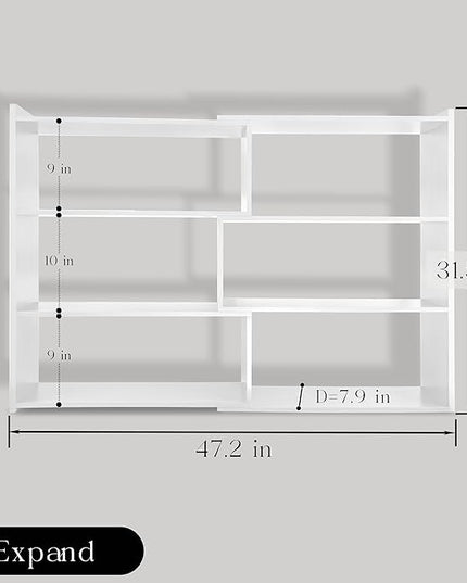4-Tier Wooden Bookshelf, Expandable 25-47 inch Wide Bookcase, Modern Freestanding Bookcas for Small Space or Corner (White) - LeafyLoom