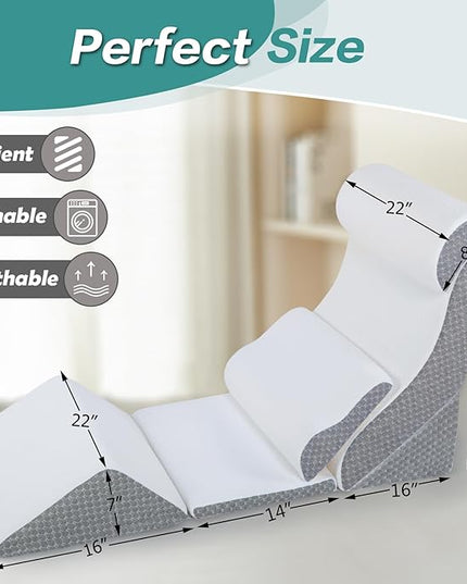 6Pcs Wedge Pillow for Sleeping, Orthopedic Bed Wedge Pillows for After Surgery, Foam Triangle Sit Up Pillow Wedge for Back, Neck, Shoulder Support, Leg Elevation, Acid Reflux Charcoal Grey - LeafyLoom