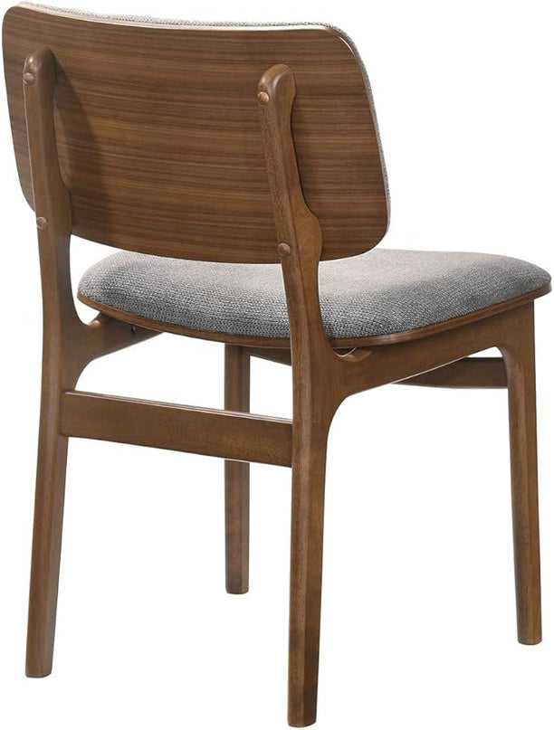 Armen Living Lima Wood Dining Accent Chairs Finish Fabric-Set of 2, 20" Wide, 22"D x 20"W x 31.5"H, Walnut/Grey - LeafyLoom