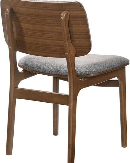 Armen Living Lima Wood Dining Accent Chairs Finish Fabric-Set of 2, 20" Wide, 22"D x 20"W x 31.5"H, Walnut/Grey - LeafyLoom