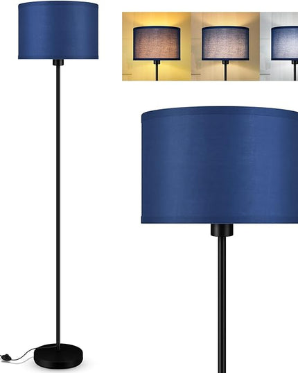 BoostArea Floor Lamp Standing Lamp, Dimmable Floor Lamps for Living Room, Simple LED Tall Lamp with Lampshade, On/Off Footswitch, Black Floor Lamp, Corner Lamps for Bedroom/Office,Blue (without Bulb) - LeafyLoom