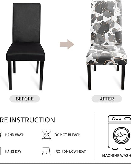 Gibelle Dining Room Chair Covers Set of 4, Soft Stretch Kitchen Chair Covers Slipcover Protector, Removable Washable Geometric Parson Chair Covers 4 Pack, Grey Gibelle