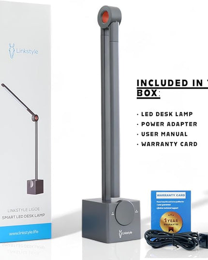LINKSTYLE Ligoe Smart Desk Lamp for Home Office, Minimalist Premium Design LED Desk Lights for Reading, Table Lamp for Bedroom Bedside Night Stand, APP Controls, Adjustable Settings, Eye Protection - LeafyLoom