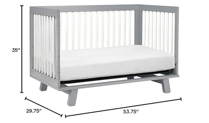 Babyletto Hudson 3-in-1 Convertible Crib with Toddler Bed Conversion Kit in Grey and White, Greenguard Gold Certified - LeafyLoom