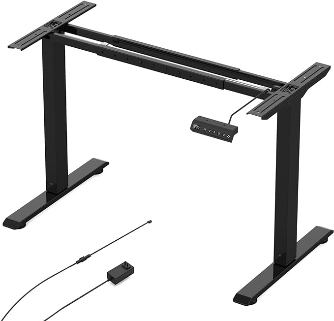 Electric Adjustable Standing Computer Desk Frame, Standing Adjustable Desk Legs, Standing Desk Base Only,Sit Stand Desk Frame for Home and Office(Black) - LeafyLoom