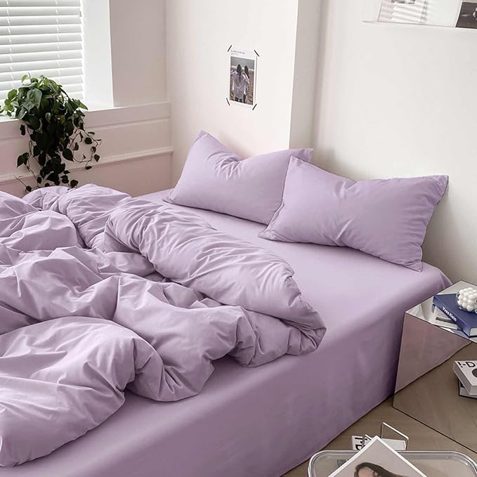 ETDIFFE Light Purple Comforter Set Twin/Twin XL Size, 2pc Lavender Aesthetic Modern Bedding Set - Soft & Lightweight All Season Extra Long Microfiber Down Alternative bed Comforter with 1 Pillow Sham - LeafyLoom