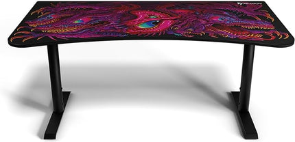 Arozzi Arena Special Edition Ultrawide Curved Gaming and Office Desk with Full Surface Water Resistant Desk Mat Custom Monitor Mount Cable Management Cut Outs - Crawling Chaos - LeafyLoom