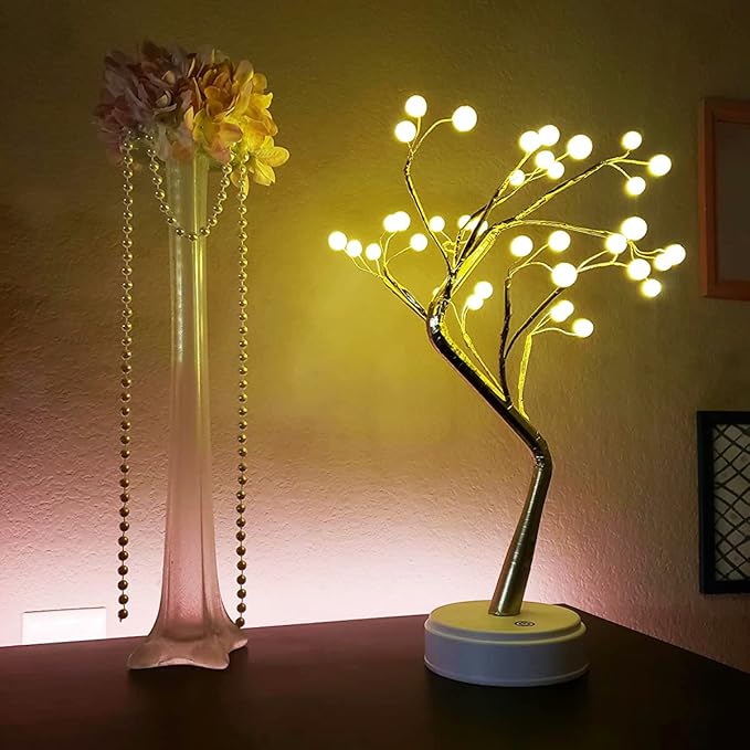 OTAVILEM Bonsai Tree Light for Room Decor, Aesthetic Pearl Tree Lamps for Living Room, Cute Night Light for House Decor, Good Ideas for Gifts, Home Decorations, Weddings, Christmas, Holidays - LeafyLoom