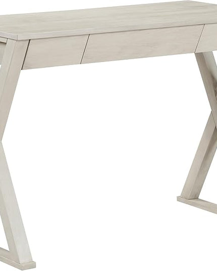 OSP Home Furnishings Marna Modern Writing Home Office Desk with Drawer, Weathered White Finish - LeafyLoom