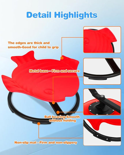 Autism Kids Swivel Chair, Spinning Chair, Sit and Spin Spinning Stool for Child Aged 3+, Red Sensory Toys Wobble Chair Training Child's Body Coordination Ability Relieve Motion Sickness Symptoms - LeafyLoom