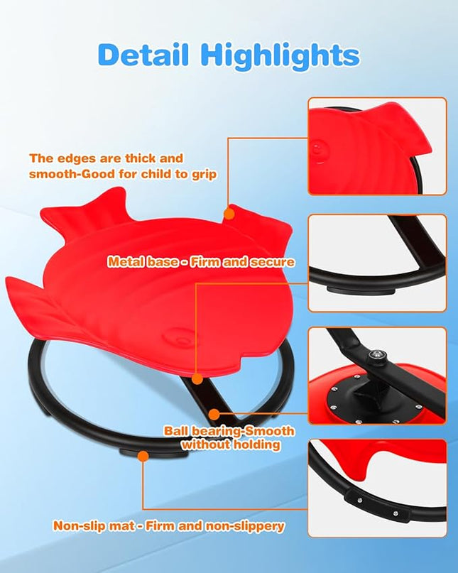 Autism Kids Swivel Chair, Spinning Chair, Sit and Spin Spinning Stool for Child Aged 3+, Red Sensory Toys Wobble Chair Training Child's Body Coordination Ability Relieve Motion Sickness Symptoms - LeafyLoom