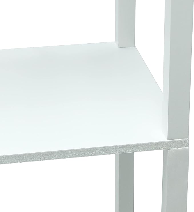 Simple Designs LF1014-WHT-LB Three Shelf Etagere Organizer Storage Floor Lamp with White Linen Shade for Living Room, Bedroom, Office, Hallway, White, with Feit LED Bulb Included - LeafyLoom