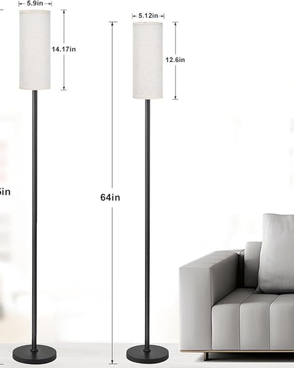Ambimall 66'' Floor Lamps for Living Room with Remote Control and Stepless Dimmable Colors Temperature & Brightness, 9W Bulb Included(Beige Lampshade & Black Pole) - LeafyLoom