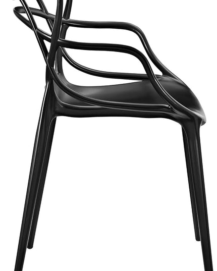 Modway Entangled Modern Molded Plastic Kitchen and Dining Room Arm Chair in Black - Fully Assembled - LeafyLoom