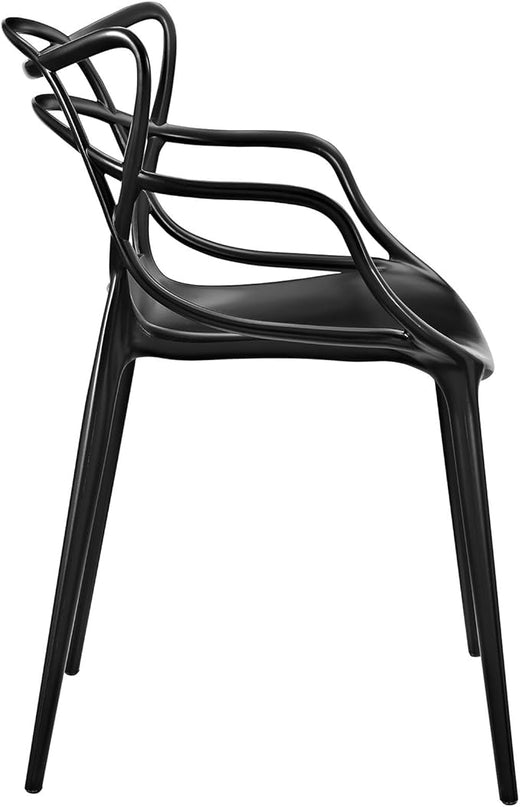 Modway Entangled Modern Molded Plastic Kitchen and Dining Room Arm Chair in Black - Fully Assembled - LeafyLoom