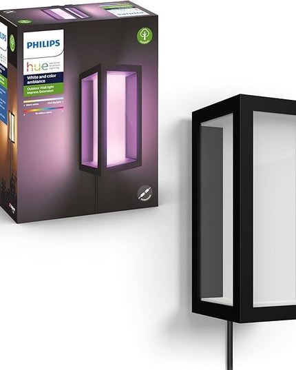Philips Hue Impress Outdoor Smart Wall Light, Black - 16W, White and Color Ambiance LED Light - 1 Pack - Requires Hue Bridge and Outdoor Power Supply - Control with Hue App and Voice - Weatherproof PhilipsHue