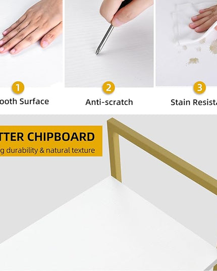 DWVO Gold Bookshelf, Modren 5 Tier Bookcase, Storage Shelves Organizer Standing Shelf, Display Rack Book Shelves for Bedroom,Living Room,Office,Kitchen, Gold - LeafyLoom