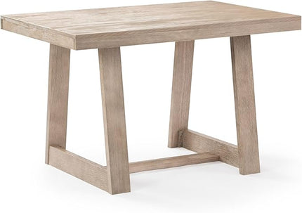 Plank+Beam 48 Inch Farmhouse Dining Table, Rustic Solid Wood Kitchen Table, Dinner Table for Dining Room, Home Office Furniture, Seashell Wirebrush - LeafyLoom