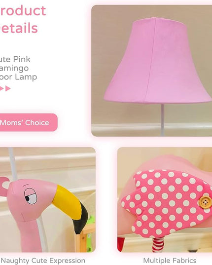 Floor Lamp, Easy-Care Artificial Leather Kids Floor Lamp for Bedroom, 51 Inch Tall Flamingo Hand-Stitched Design Standing Lamp, Package Come with an E26 LED Bulb (Pink Flamingo) - LeafyLoom