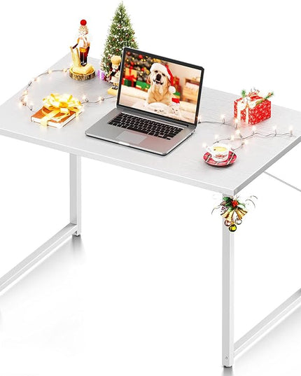 Coleshome 32 Inch Small Computer Desk, Modern Simple Style Desk for Home Office, Study Student Writing Desk, White - LeafyLoom