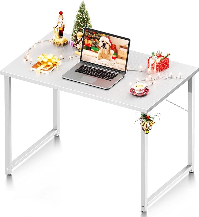 Coleshome 32 Inch Small Computer Desk, Modern Simple Style Desk for Home Office, Study Student Writing Desk, White - LeafyLoom