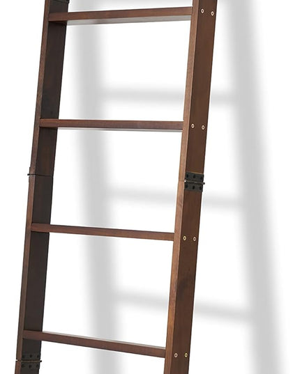 VASGOR 68" Blanket Ladder Wooden Decorative, Wall Leaning Blanket Holder Rack (Rustic) - LeafyLoom