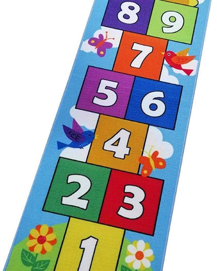 Hop and Count Hopscotch Rug, Kids Floor Play Area Rug Game Carpet Crawl Jump Mat, Children Numbers Learning Non-Slip Rug, Great for Ages 3 to 7 Boys Girls, Home Decor, 26''x55'' - LeafyLoom