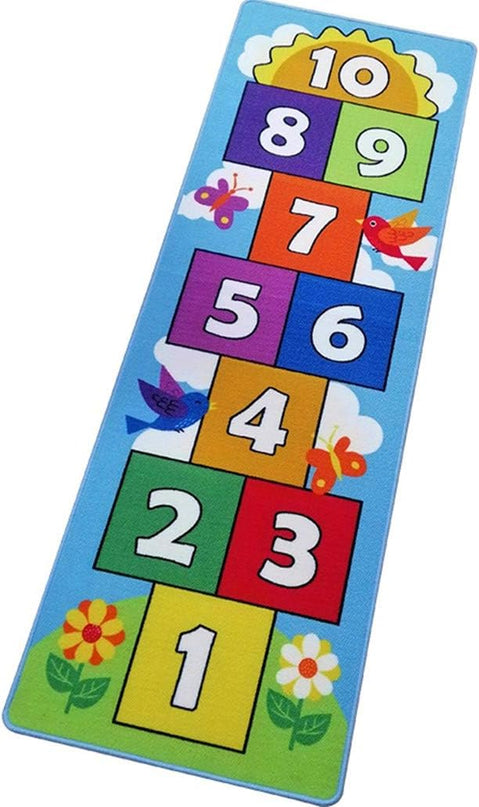 Hop and Count Hopscotch Rug, Kids Floor Play Area Rug Game Carpet Crawl Jump Mat, Children Numbers Learning Non-Slip Rug, Great for Ages 3 to 7 Boys Girls, Home Decor, 26''x55'' - LeafyLoom