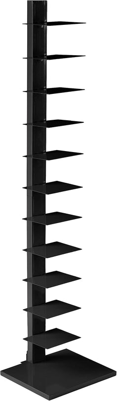 SEI Furniture 12 shelf Metal Spine Book Tower, Black - LeafyLoom