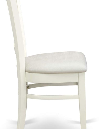 East West Furniture ANVA5-LWH-C 5 Piece Dining Room Table Set Includes a Round Kitchen Table with Pedestal and 4 Linen Fabric Upholstered Dining Chairs, 36x36 Inch, Linen White - LeafyLoom