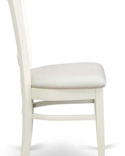East West Furniture NOVA5-LWH-C 5 Piece Dining Room Furniture Set Includes a Rectangle Kitchen Table with Butterfly Leaf and 4 Linen Fabric Upholstered Chairs, 32x54 Inch, Linen White - LeafyLoom