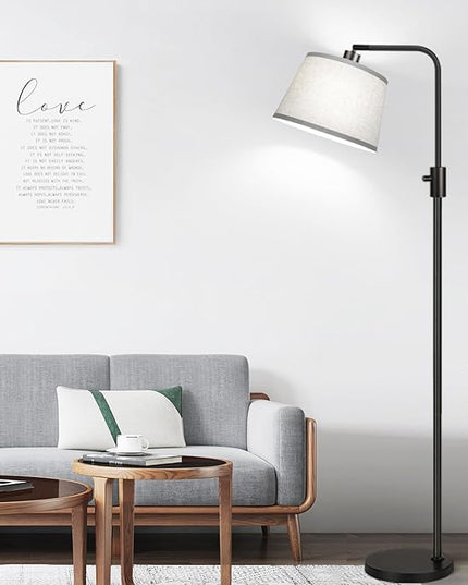 【Upgraded】 Dimmable Floor Lamp, 1000 Lumens LED Edison Bulb Included, Arc Floor Lamps for Living Room Modern Standing Lamp with Gray Shade, Tall Lamps for Living Room Bedroom Office Dining Room - LeafyLoom