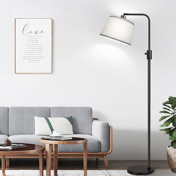 【Upgraded】 Dimmable Floor Lamp, 1000 Lumens LED Edison Bulb Included, Arc Floor Lamps for Living Room Modern Standing Lamp with Gray Shade, Tall Lamps for Living Room Bedroom Office Dining Room - LeafyLoom