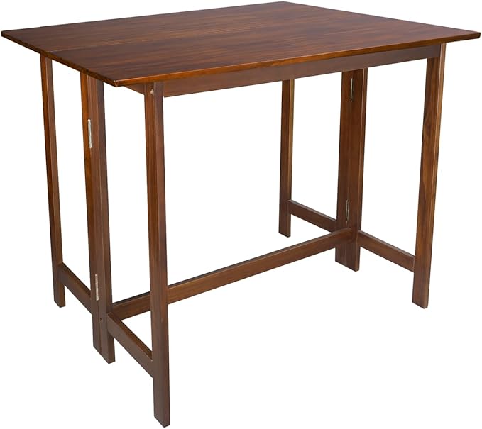 Casual Home Solid Wood Folding Convertible Dining Console Table, 40" W x 28" D x 30" H, Warm Brown - LeafyLoom
