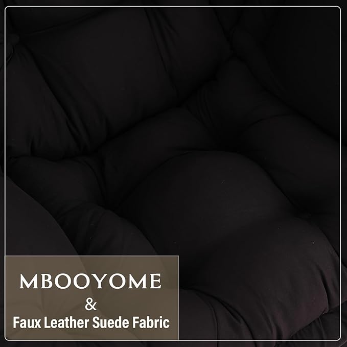 Lazy Chair with Ottoman, Modern Accent Chair Contemporary Lounge Leisure Upholstered Sofa Chair Set with Armrests, Reading Chair for Living Room, Bedroom, Office, Black - LeafyLoom