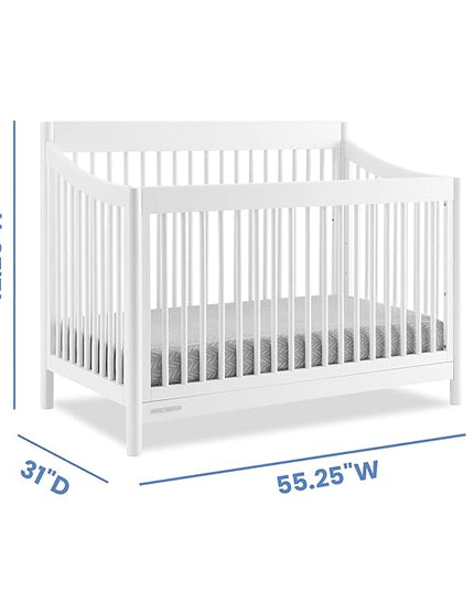 Delta Children Brooks 6-in-1 Convertible Crib, Bianca White + Simmons Kids Quiet Nights Breathable Crib Mattress with Removable/Machine Washable Cover (Bundle) - LeafyLoom
