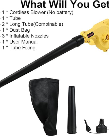 Cordless Blower for DEWALT 20V Max Battery, 3-in-1 Handle Small Blower & Vacuum & Inflatable Compatible with DEWALT Battery by MKMKYEE (Battery Not Included) - LeafyLoom