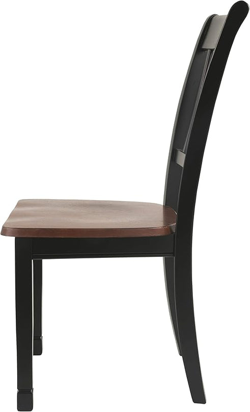 Signature Design by Ashley Owingsville Modern Farmhouse Dining Room Side Chair, Set of 2, Black and Brown - LeafyLoom