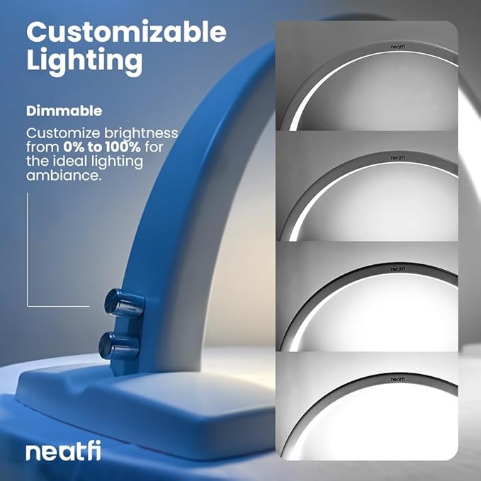Neatfi Half Moon LED Table Lamp for Estheticians, Nail Tech, and Cosmetician, 1600 Lumens, Dimmable, 3 Light Modes, 40W, 2700K-5600K, Nail Art, Facial, Waxing, Threading, Tattoo (Modern, White) - LeafyLoom