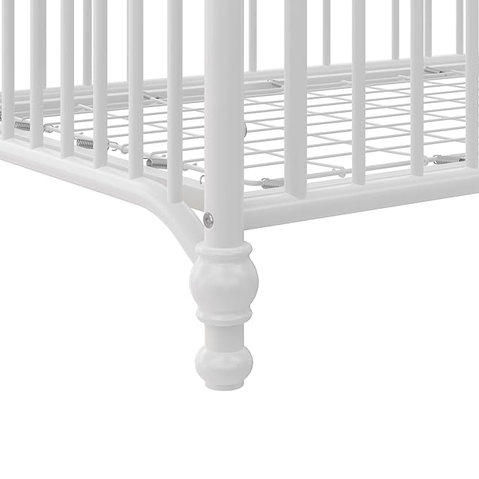 Little Seeds Ivy 3-in-1 Convertible Metal Crib, Off White - LeafyLoom
