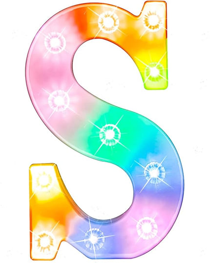 Glintee Light up Letters Led Marquee Letter Lights Color Changing Night Light Battery Powered Decoration for Home Bar Bedroom Party Wedding Bar-(Colorful S) - LeafyLoom