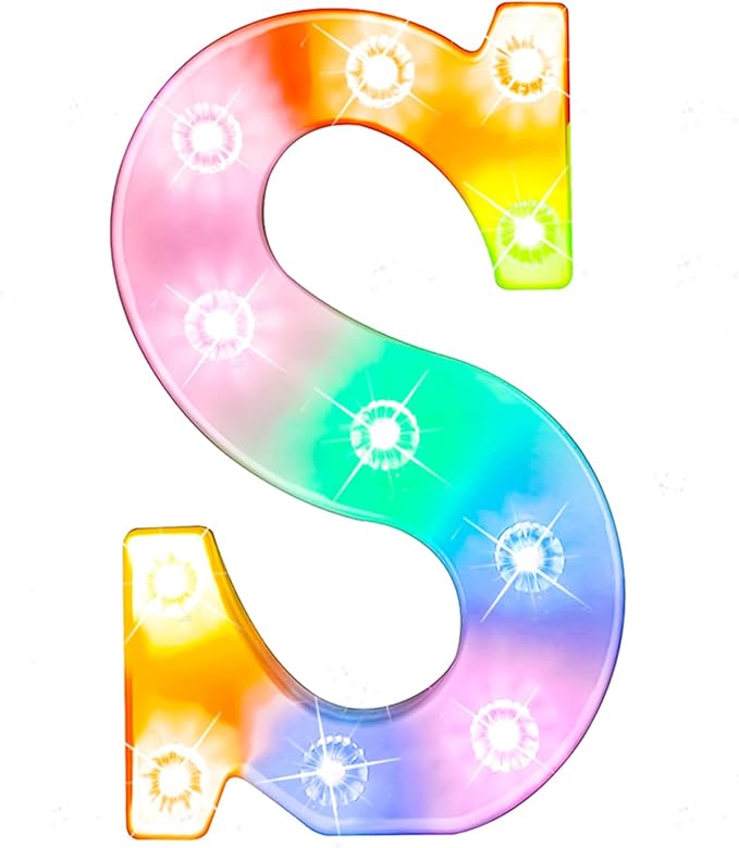 Glintee Light up Letters Led Marquee Letter Lights Color Changing Night Light Battery Powered Decoration for Home Bar Bedroom Party Wedding Bar-(Colorful S) - LeafyLoom